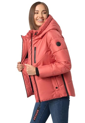 Navahoo Damen Stepp Jacke Übergangsjacke gesteppt warm Kapuze B960 [B960-Kruemel-Rouge-Gr.M] von Navahoo