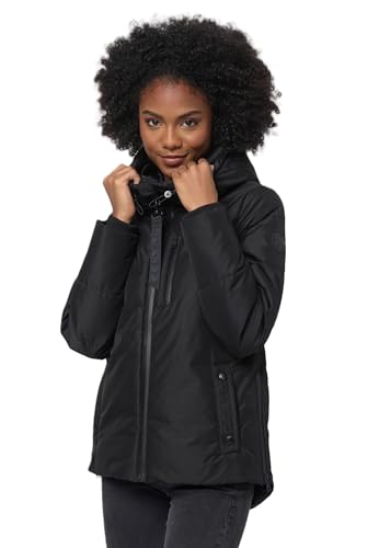 Navahoo Damen Stepp Jacke Übergangsjacke gesteppt warm Kapuze B960 [B960-Kruemel-Schwarz-Gr.XL] von Navahoo