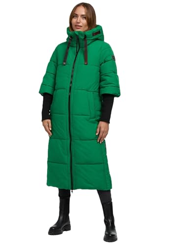 Navahoo Damen Stepp Winter Jacke gesteppte Winterjacke lang warm Kapuze B988 [B988-Ciao-Miau-Sm-Green-Gr.XL] von Navahoo