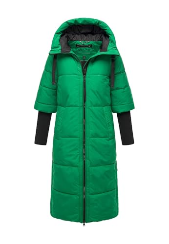 Navahoo Damen Stepp Winter Jacke gesteppte Winterjacke lang warm Kapuze B988 [B988-Ciao-Miau-Sm-Green-Gr.XXL] von Navahoo