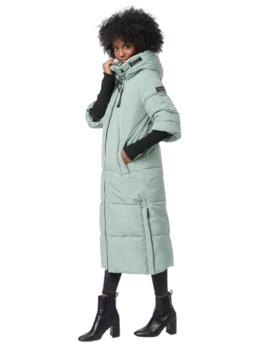 Navahoo Damen Stepp Winter Jacke gesteppte Winterjacke lang warm Kapuze B988 [B988-Ciao-Miau-Smo-Mint-Gr.M] von Navahoo