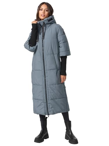 Navahoo Damen Stepp Winter Jacke gesteppte Winterjacke lang warm Kapuze B988 [B988-Ciao-Miau-Sto-Blue-Gr.XL] von Navahoo