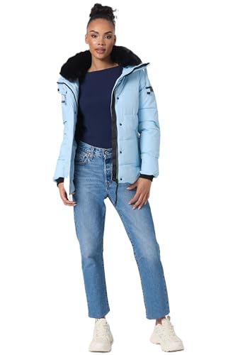 Navahoo Damen Winterjacke Winter Jacke gesteppt mit Teddyfell-Kragen Steppjacke B980 [B980-Sagja-Baby-Blue-Gr.L] von Navahoo