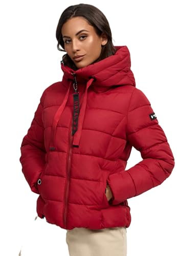 Navahoo Damen Steppjacke Winterjacke Stehkragen gefüttert B930 [B930-Amay-Dark-Red-Gr.XS] von Navahoo