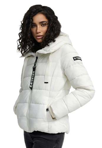 Navahoo Damen Steppjacke Winterjacke Stehkragen gefüttert B930 [B930-Amay-Offwhite-Gr.M] von Navahoo