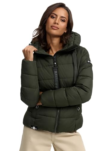 Navahoo Damen Steppjacke Winterjacke Stehkragen gefüttert B930 [B930-Amay-Olive-Gr.M] von Navahoo