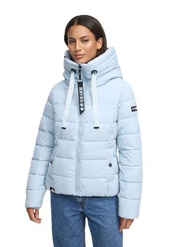 Navahoo Damen Steppjacke Winterjacke Stehkragen gefüttert B930 [B930-Amay-Pastel-Blue-Gr.L] von Navahoo