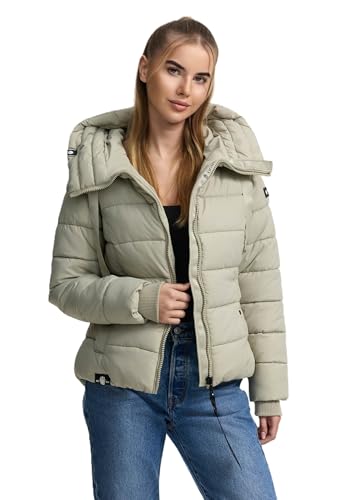 Navahoo Damen Steppjacke Winterjacke Stehkragen gefüttert B930 [B930-Amay-Pebble-Grey-Gr.M] von Navahoo