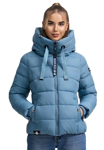 Navahoo Damen Steppjacke Winterjacke Stehkragen gefüttert B930 [B930-Amay-Powder-Blue-Gr.S] von Navahoo