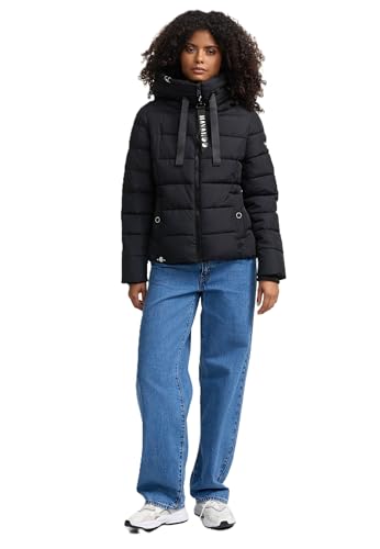 Navahoo Damen Steppjacke Winterjacke Stehkragen gefüttert B930 [B930-Amay-Schwarz-Gr.L] von Navahoo