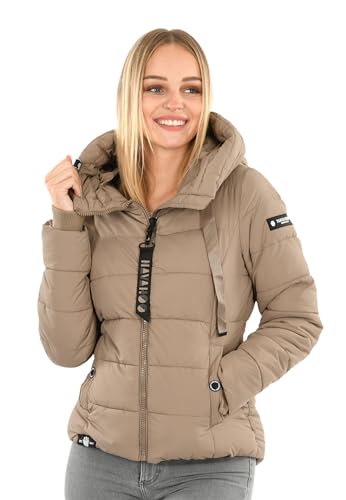 Navahoo Damen Steppjacke Winterjacke Stehkragen gefüttert B930 [B930-Amay-Taupe-Gr.L] von Navahoo