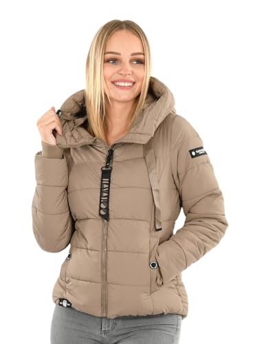 Navahoo Damen Steppjacke Winterjacke Stehkragen gefüttert B930 [B930-Amay-Taupe-Gr.XXL] von Navahoo