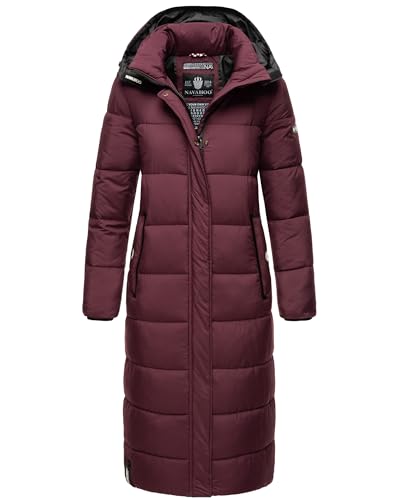 Navahoo Damen Steppmantel Lang Stepp Wintermantel Parka Kapuze Isalie XS - XXL (DE/NL/SE/PL, Alphanumerisch, L, Regular, Regular, Weinrot) von Navahoo