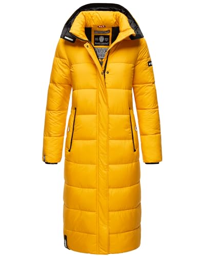 Navahoo Damen Steppmantel Lang Stepp Wintermantel Parka Kapuze Isalie XS - XXL (DE/NL/SE/PL, Alphanumerisch, S, Regular, Regular, Gelb) von Navahoo