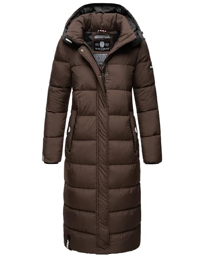 Navahoo Damen Steppmantel Lang Stepp Wintermantel Parka Kapuze Isalie XS - XXL (DE/NL/SE/PL, Alphanumerisch, XXL, Regular, Regular, Dark Choco) von Navahoo