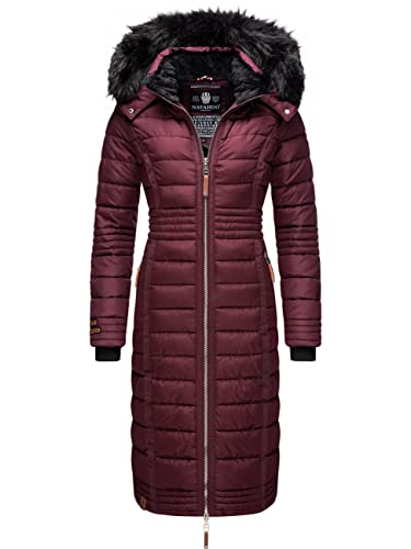 Navahoo Damen Wintermantel Warmer Steppmantel lang mit Kapuze Umay Wine Gr. XXL von Navahoo
