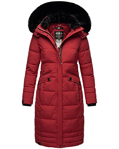 Navahoo Damen Steppmantel Winterparka Mantel mit abnehmbarem Kunstfell Fahmiyaa XS - 3XL (DE/NL/SE/PL, Alphanumerisch, S, Regular, Regular, Dark Red) von Navahoo