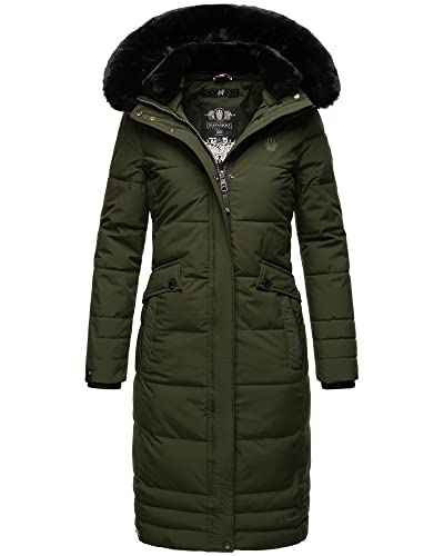 Navahoo Damen Steppmantel Winterparka Mantel mit abnehmbarem Kunstfell Fahmiyaa XS - 3XL (DE/NL/SE/PL, Alphanumerisch, S, Regular, Regular, Olive) von Navahoo