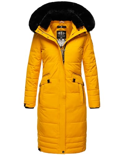 Navahoo Damen Steppmantel Winterparka Mantel mit abnehmbarem Kunstfell Fahmiyaa XS - 3XL (DE/NL/SE/PL, Alphanumerisch, XS, Regular, Regular, Gelb) von Navahoo