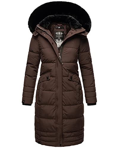 Navahoo Damen Steppmantel Winterparka Mantel mit abnehmbarem Kunstfell Fahmiyaa XS - 3XL (DE/NL/SE/PL, Alphanumerisch, XS, Regular, Regular, Schoko) von Navahoo