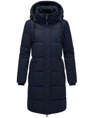 Navahoo Damen Steppmantel warm Wintermantel mit hohem Kragen und abnehmbarer Kapuze Wintertanz 14 Navy Gr. XL von Navahoo