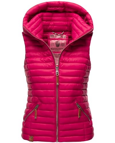 Navahoo Damen Steppweste Bodywarmer Übergangsjacke Weste mit abnehmbarer Kapuze Shadaa XS-3XL (DE/NL/SE/PL, Alphanumerisch, S, Regular, Regular, Fuchsia) von Navahoo