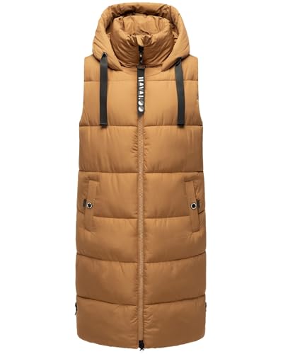 Navahoo Damen Steppweste Stehkragen gefüttert Ärmellose Outdoor Weste mit Kapuze [B942-Schnuff-Camel-Gr.S] von Navahoo