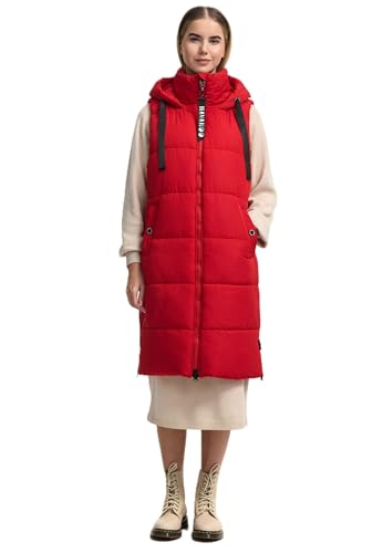 Navahoo Damen Steppweste Stehkragen gefüttert Ärmellose Outdoor Weste mit Kapuze [B942-Schnuff-Salsa-Red-Gr.M] von Navahoo