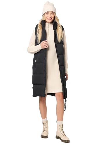 Navahoo Damen Steppweste Stehkragen gefüttert Ärmellose Outdoor Weste mit Kapuze [B942-Schnuff-Schwarz-Gr.XXL] von Navahoo