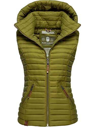 Navahoo Damen Übergangsjacke leichte Steppweste mit Abnehmbarer Kapuze Shadaa Moss Green Gr. XXL von Navahoo