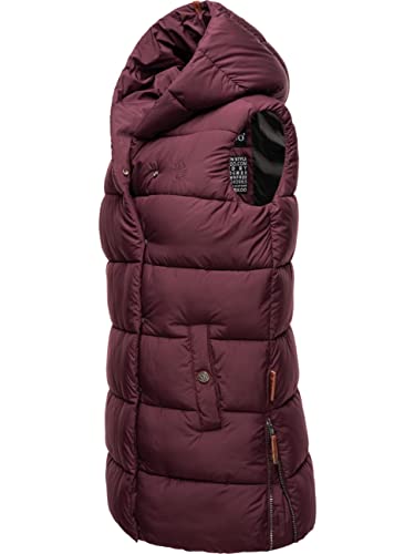 Navahoo warme Damen Winter Steppweste lang mit Kapuze Madilynaa Wine Gr. XXL von Navahoo