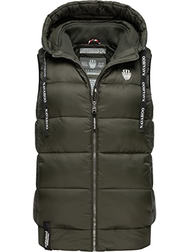 Navahoo Damen Steppweste leichte Outdoor-Weste Übergangsjacke mit Kapuze Kassidy Olive Gr. L von Navahoo