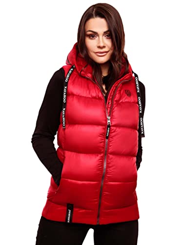 Navahoo Damen Steppweste leichte Outdoor-Weste Übergangsjacke mit Kapuze Kassidy Red Gr. S von Navahoo