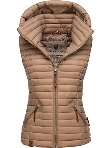 Navahoo Damen Übergangsjacke leichte Steppweste mit Abnehmbarer Kapuze Shadaa Taupe Grey Gr. XS von Navahoo