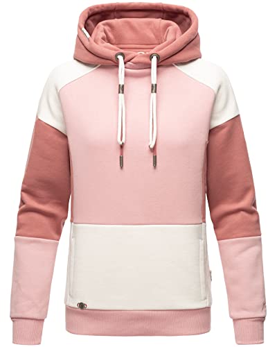 Navahoo Damen Sweatjacke Colorblock Hoodie Langarm Kapuzenpullover [B910-Babykaetz.-Puder-Rosa-Gr.M] von Navahoo