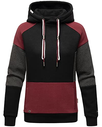 Navahoo Damen Sweatjacke Colorblock Hoodie Langarm Kapuzenpullover [B910-Babykaetz.-Schwarz-Gr.M] von Navahoo