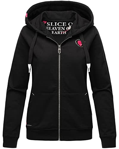 Navahoo Damen Sweatjacke mit Kapuze Hoodie Pullover Sweat Jacke B917 [B917-Cremet-Schwarz-Gr.L] von Navahoo