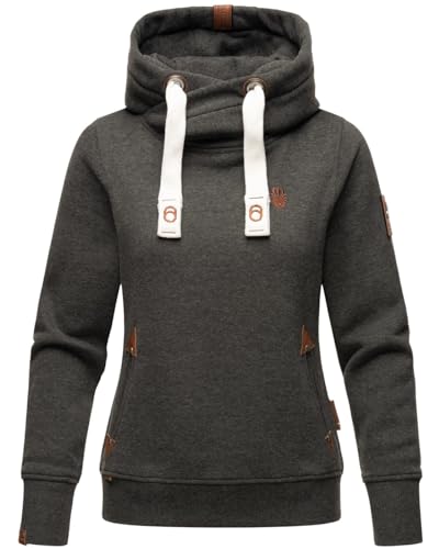 Navahoo Damen Sweatshirt Hoodie Pullover Pulli Sweater Kapuze warm B563 [B563-Dark-Grey-Mel.-Gr.L] von Navahoo