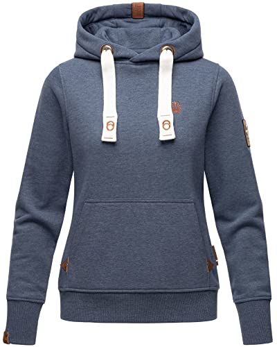 Navahoo Damen Sweatshirt Hoodie Pullover Pulli Sweater Kapuze warm B686 [B686-Daml-Blau-Melange-Gr.L] von Navahoo