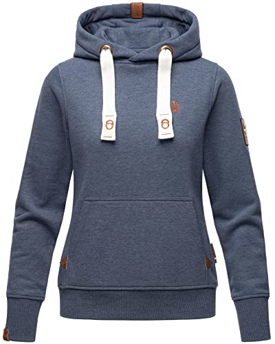 Navahoo Damen Sweatshirt Hoodie Pullover Pulli Sweater Kapuze warm B686 [B686-Daml-Blau-Melange-Gr.XL] von Navahoo