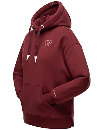 Navahoo Damen Sweatshirt Kapuzenpullover Hoodie Oversize aus recyceltem Material Goldfee Bordeaux Gr. L von Navahoo