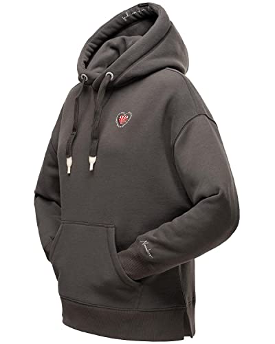 Navahoo Damen Sweatshirt Kapuzenpullover Hoodie Oversize aus recyceltem Material Goldfee Dark Grey Gr. S von Navahoo