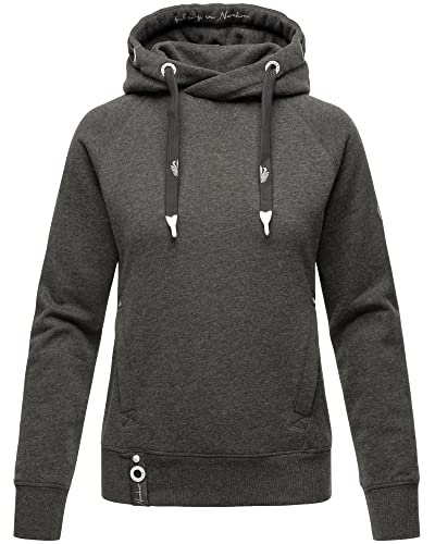 Navahoo Damen Sweatshirt Kapuzenpullover Kapuzen Hoodie Sweater Liebesmäuschen Dunkel Grau Melange Gr: 34 - XS von Navahoo