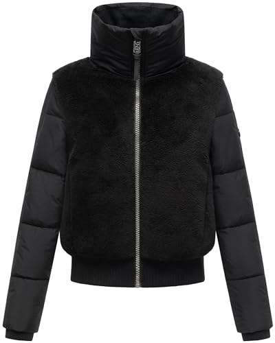 Navahoo Damen Teddy-Fleecejacke warme Winterjacke mit hohem Kragen Teddyzone 14 Black Gr. L von Navahoo