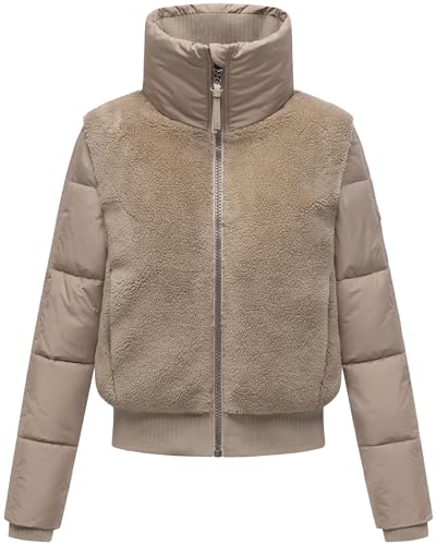 Navahoo Damen Teddy-Fleecejacke warme Winterjacke mit hohem Kragen Teddyzone 14 Light Taupe Gr. XXL von Navahoo