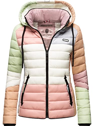 Navahoo Damen Übergangs-Jacke leichte Colorblocking Steppjacke Lulana Multikulti Multicolour Pastel Gr. XS von Navahoo