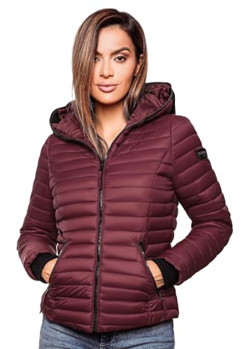 Navahoo Damen Übergangs Stepp Jacke mit Kapuze B348 [B348-Kimuk-Bordeaux-Gr.XL] von Navahoo