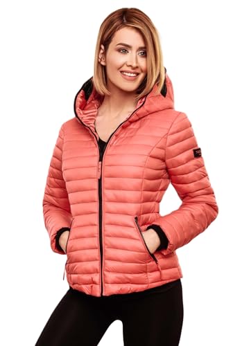 Navahoo Damen Übergangs Stepp Jacke mit Kapuze B348 [B348-Kimuk-Coral-Gr.S] von Navahoo