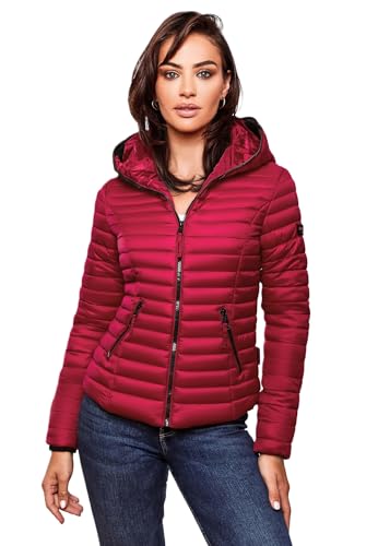Navahoo Damen Übergangs Stepp Jacke mit Kapuze B348 [B348-Kimuk-Fuchsia-Gr.XS] von Navahoo