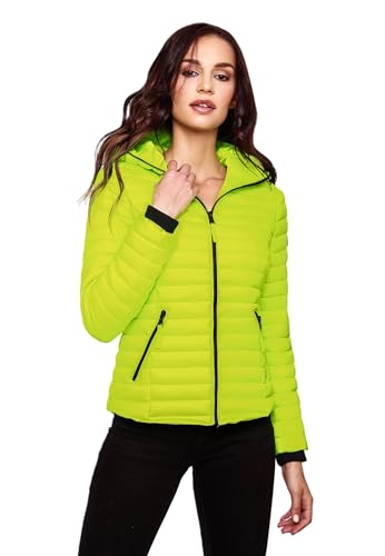 Navahoo Damen Übergangs Stepp Jacke mit Kapuze B348 [B348-Kimuk-Neon-Grün-Gr.M] von Navahoo